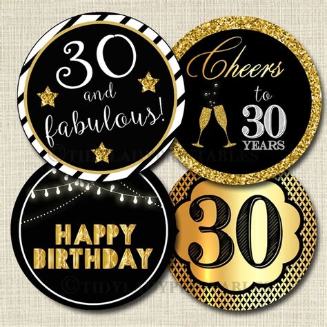 Printable 30th Birthday Cupcake Toppers